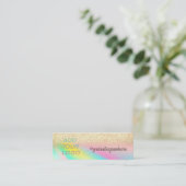 Carte De Visite Mini Holographic Gold Bokeh Ajouter votre logo (Debout devant)