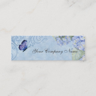 Carte De Visite Mini Hortensias bleus, papillon et floral moderne de