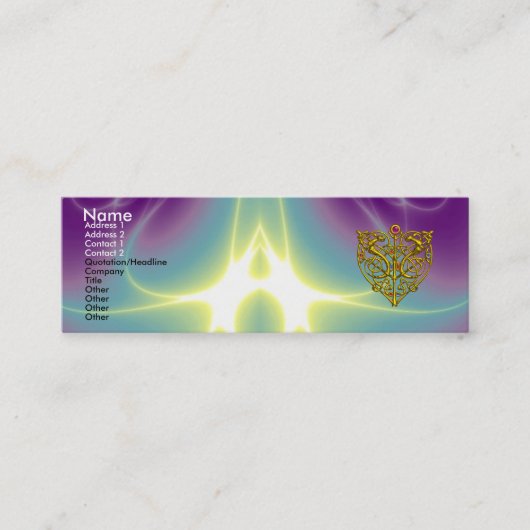 Carte De Visite Mini HYPER VALENTINE, COEUR CELTIQUE OR Purple Vert (Devant)