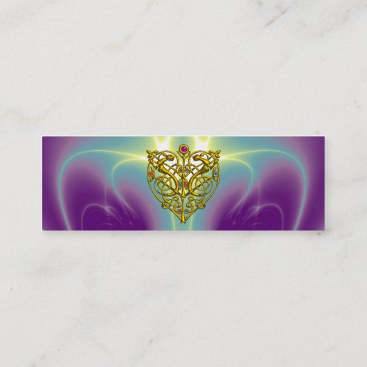 Carte De Visite Mini HYPER VALENTINE, COEUR CELTIQUE OR Purple Vert (Dos)