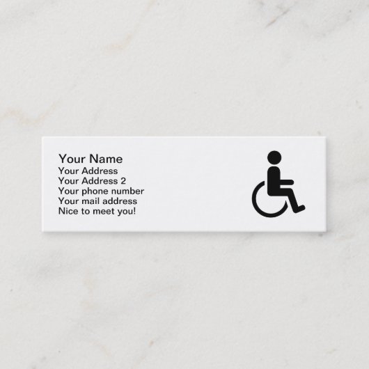 Carte De Visite Mini Icône handicaped par fauteuil roulant (Devant)