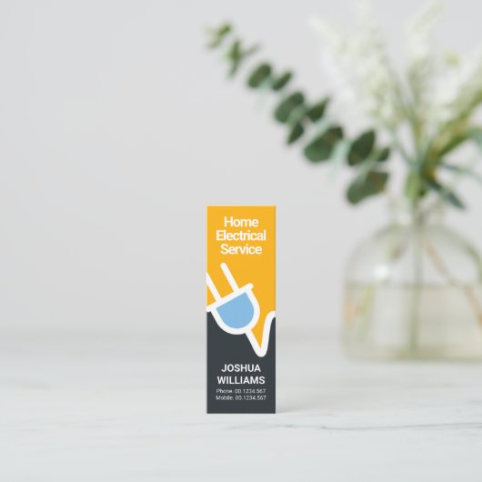 Carte De Visite Mini Icône prise électrique bleu jaune (Debout devant)
