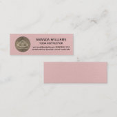 Carte De Visite Mini Icône Studio Yoga | Texture en cuir rose (Devant / Derrière)