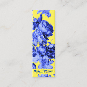 Carte De Visite Mini Illustration florale vintage jaune bleue élégante
