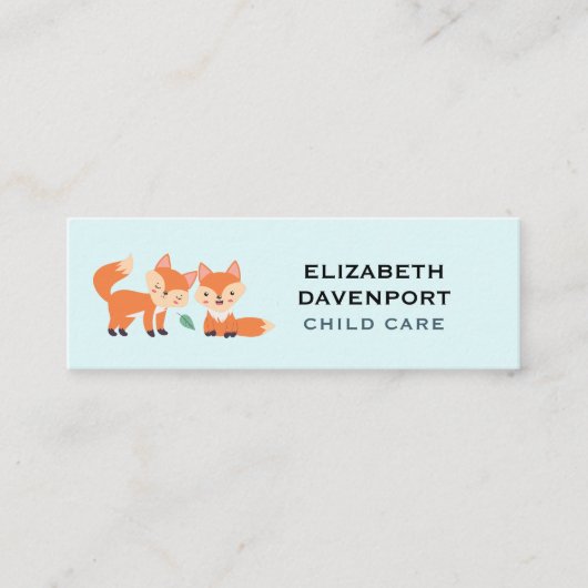 Carte De Visite Mini Illustration graphique des renards orange mignons (Devant)