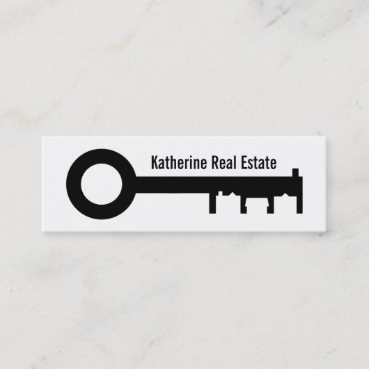 Carte De Visite Mini Immobilier moderne noir et blanc long (Devant)