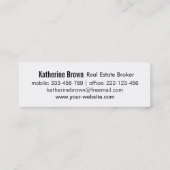 Carte De Visite Mini Immobilier moderne noir et blanc long (Dos)