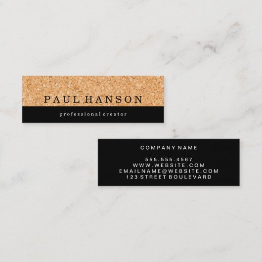 Carte De Visite Mini Impression simple en liège (Devant / Derrière)