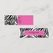 Carte De Visite Mini Impression Zèbre noir et blanc avec rose chaud (Devant / Derrière)