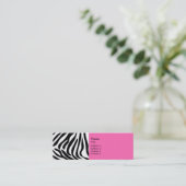 Carte De Visite Mini Impression Zèbre noir et blanc avec rose chaud (Debout devant)