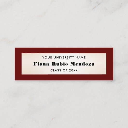 Carte De Visite Mini Impressionnant Bourgogne Gold Graduation Nom Insér (Devant)
