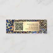 Carte De Visite Mini Imprimé léopard chic paillettes dorées Code QR Lux (Dos)