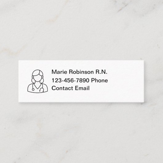 Carte De Visite Mini Infirmière autorisée simple compact (Devant)