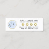 Carte De Visite Mini Influence sociale Aquarelle bleu clair et or (Dos)