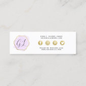 Carte De Visite Mini Influenceur social Pastel Purple Aquarelle & Or (Dos)