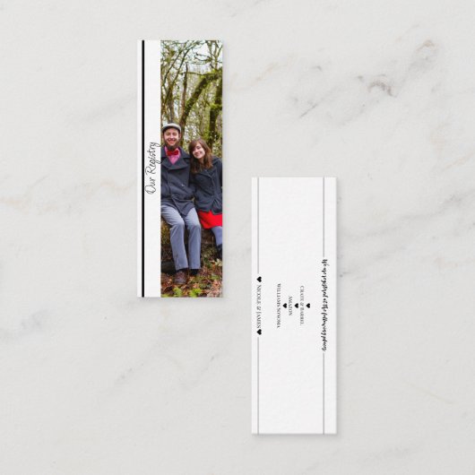 Carte De Visite Mini Inscription minimale du Mariage photo (Devant / Derrière)