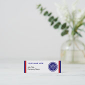 Carte De Visite Mini Insigne atomique bleu de la Science essentielle (Debout devant)