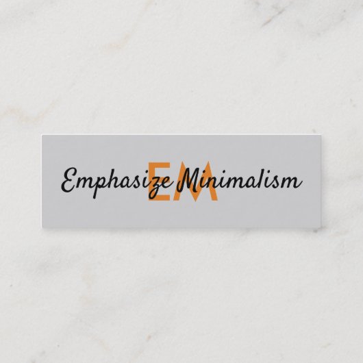 Carte De Visite Mini Insister sur le minimalisme Simple Orange Initiale (Dos)