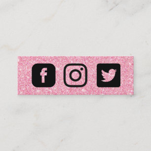 Carte De Visite Mini Instagram Facebook Parties scintillant rose