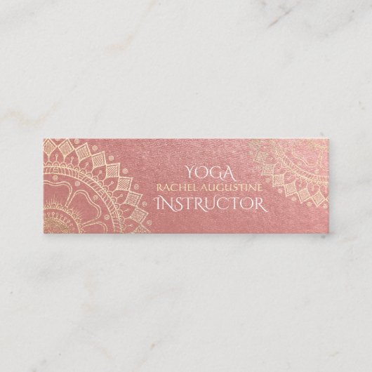 Carte De Visite Mini Instructeur de méditation Yoga Pink Gold Foil Mand (Devant)