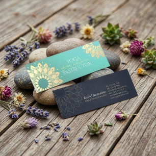 Carte De Visite Mini Instructeur de méditation Yoga Studio Golden Manda