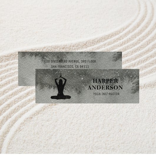 Carte De Visite Mini Instructeur professionnel de Yoga noir aquarelle