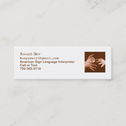 Carte De Visite Mini Interprète de langue des signes (Devant)