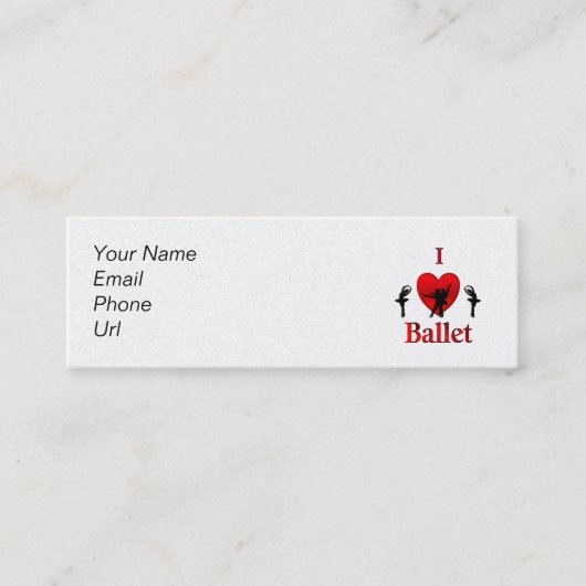 Carte De Visite Mini J'adore le ballet (Devant)