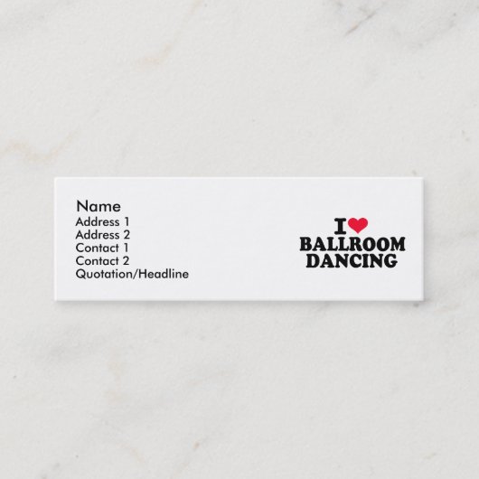 Carte De Visite Mini J'aime la danse de salon (Devant)