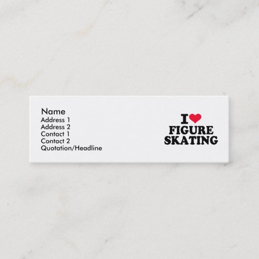 Carte De Visite Mini J'aime le patinage artistique (Devant)
