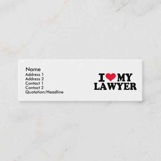 Carte De Visite Mini J'aime mon avocat (Devant)