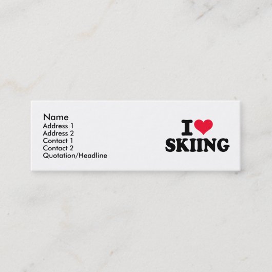 Carte De Visite Mini J'aime skier (Devant)