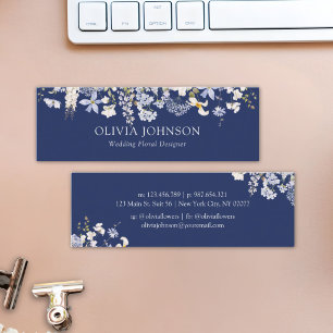 Carte De Visite Mini Jardin Floral Fleur Bleue Aquarelle Personnalisé