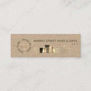 Carte De Visite Mini Jardin Miel Kraft Flower Hives Gold Heart Bees