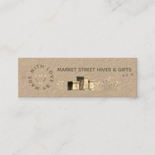 Carte De Visite Mini Jardin Miel Kraft Flower Hives Gold Heart Bees