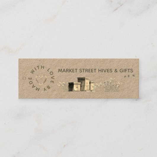 Carte De Visite Mini Jardin Miel Kraft Flower Hives Gold Heart Bees (Devant)