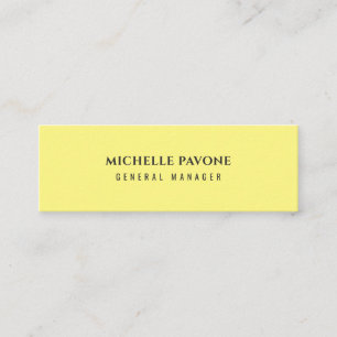 Carte De Visite Mini Jaune clair élégant simple uni professionnel