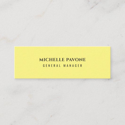 Carte De Visite Mini Jaune clair élégant simple uni professionnel (Devant)