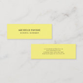 Carte De Visite Mini Jaune clair élégant simple uni professionnel (Devant / Derrière)
