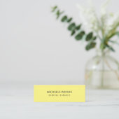Carte De Visite Mini Jaune clair élégant simple uni professionnel (Debout devant)