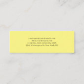 Carte De Visite Mini Jaune clair élégant simple uni professionnel (Dos)