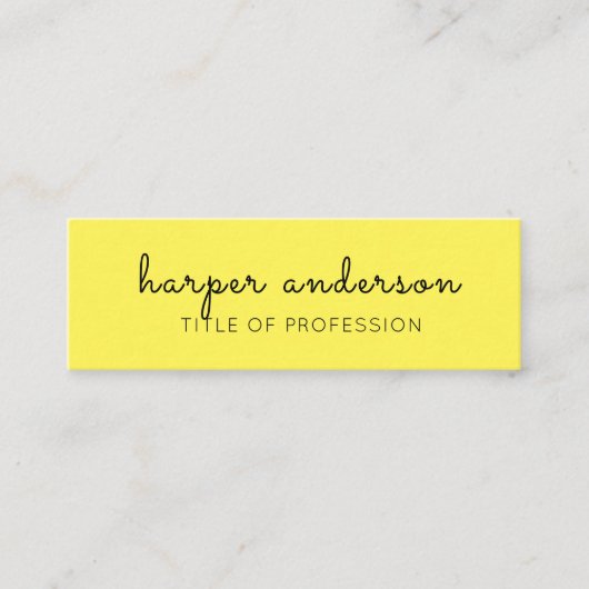 Carte De Visite Mini Jaune Simple Moderne Professionnel (Devant)