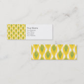 Carte De Visite Mini Jaune vert Abstrait tribal Ikat Motif diamant (Devant / Derrière)