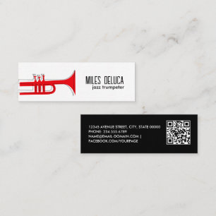 Carte De Visite Mini Jazz Trumpet Musicien Enseignant Qr Code