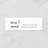 Carte De Visite Mini Je bouge. Nous avons déplacé Script. Nouvelle adre (Dos)