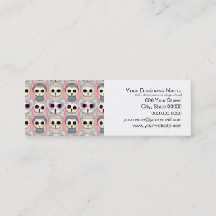 Carte De Visite Mini Jeunes Hiboux sur Motif Rose