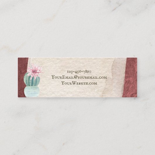 Carte De Visite Mini Joli Cactus avec Fleur - Stucco Soutwwestern (Dos)