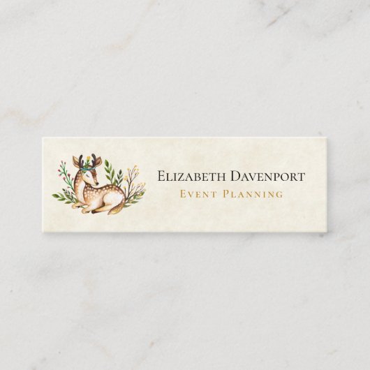 Carte De Visite Mini Joli Cerf Aquarellé Posé En Bas Boho (Devant)