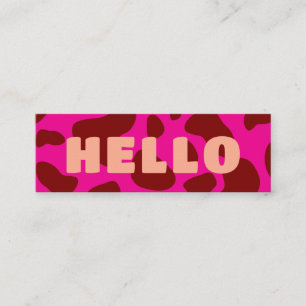 Carte De Visite Mini Joli HELLO Imprimé Vache Bordeaux Pêche et Rose Ch