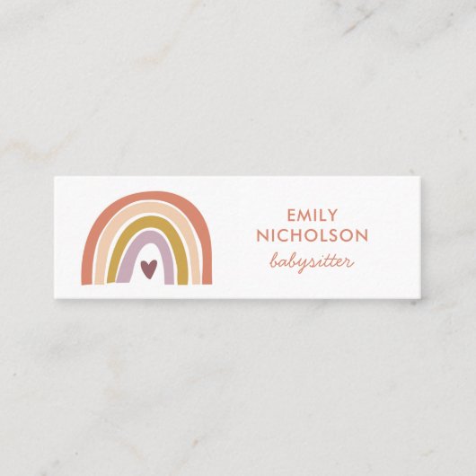 Carte De Visite Mini Joli Rainbow Peach Lavender Boho Babysitter (Devant)